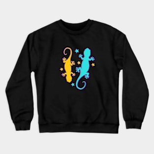 Hippie Colorful Lizards and Reptiles Crewneck Sweatshirt